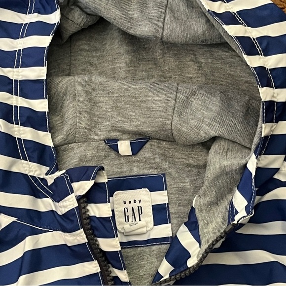 Baby Gap Windbuster Jacket Striped Blue and White size 3T lined - Picture 3 of 9